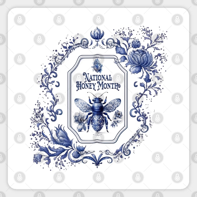 Delft Blue Honey Bee & Flowers Sticker by HolidayBug